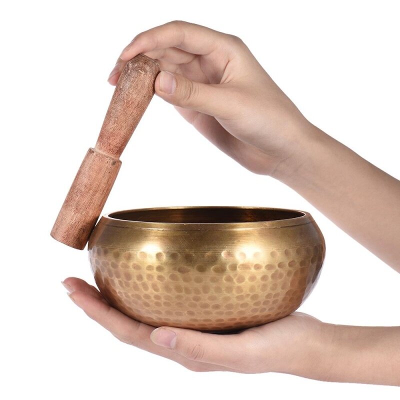 Exquisite 4.7 Inch Handmade Tibetan Bell Metal Singing Bowl with Striker for Buddhism Buddhist Meditation Healing Relaxation Yoga