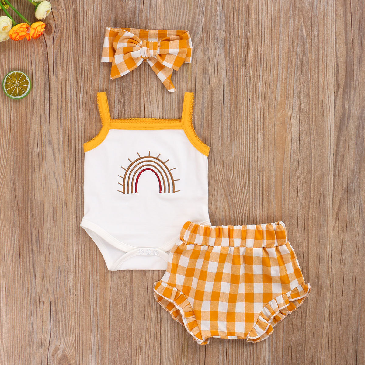 rainbow romper baby girl