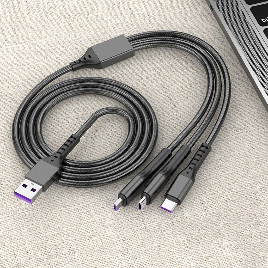 Zeallion Cáp USB Dữ Liệu 3in1 Cho iPhone Cáp Sạc Nhanh Cho Điện Thoại Android Type C Xiaomi Huawei Samsung Dây Sạc Cho iPad