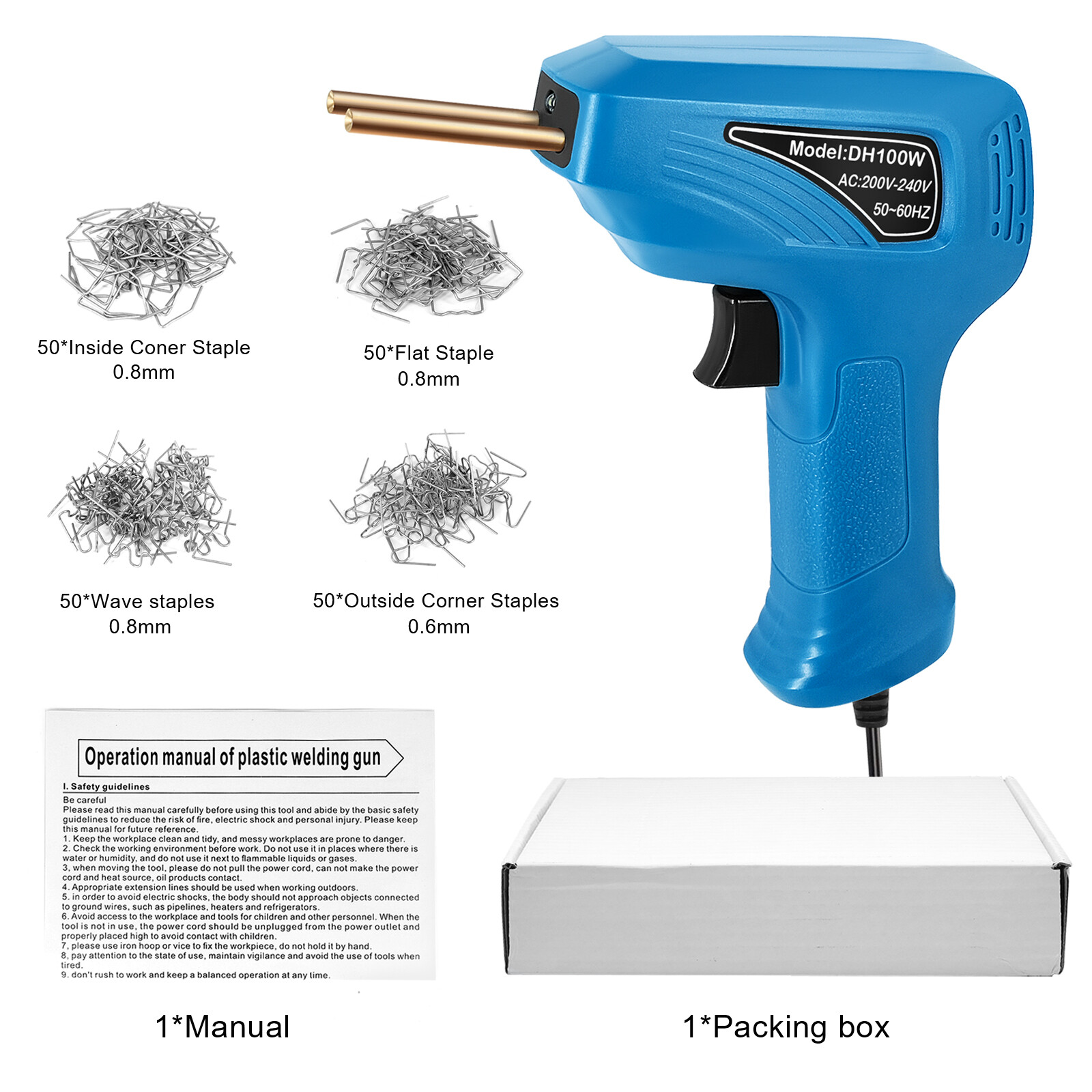 Portable Handheld Plastics Welding Machine Panel Crack Repairs Kit Thermal Cutting Hot Stapler Plastics Repairing Tool Set with LED Light