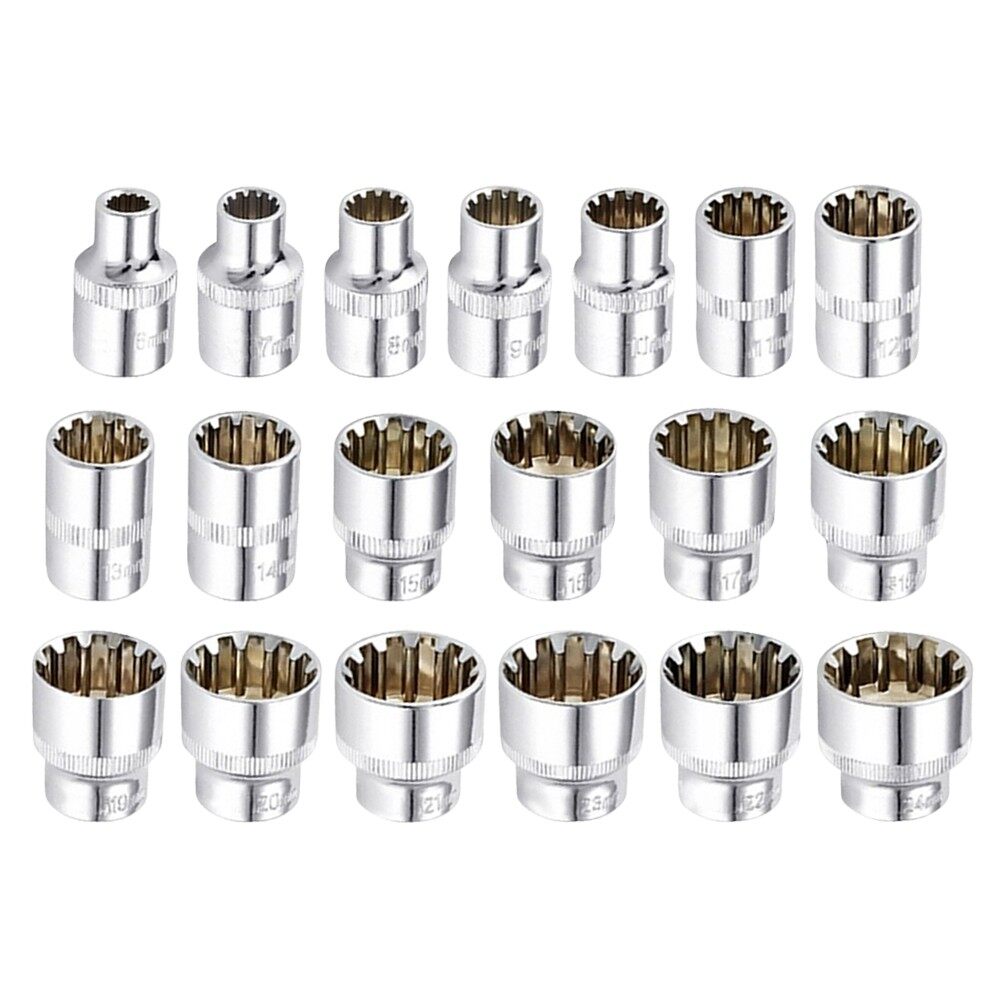 Socket Set 12 Point Socket Bit 3/8" Square Drive For Ratchet Wrench Ratchet Socket Adaptor For Handle Slotted Ratchet Extension Drive Locks Corrosion Resistant