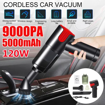 【9000PA】(120W) Wet Dry Mini Car Vacuum Cleaner Wireless Portable Handheld Auto Vaccum High Suction 12V Car Vacuum Cleaner For Home Cleaning