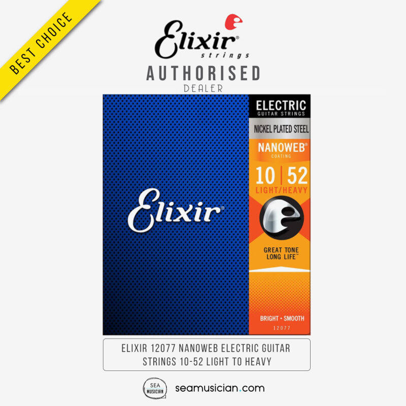 ELIXIR 12077 NANOWEB ELECTRIC GUITAR STRINGS 10-52 LIGHT TO HEAVY Malaysia