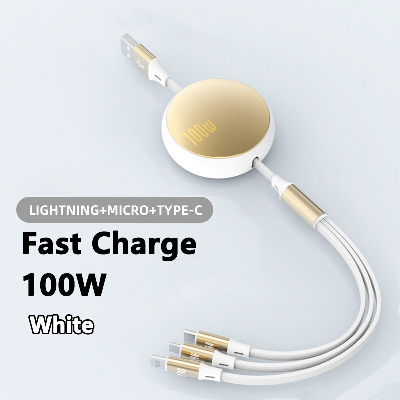 Vaorlo 3 Trong 1 6A USB C Cáp Có Thể Thu Vào Nhanh dây sạc 1.2M 100W loại USB C Cáp Cho Micro Android Huawei Dòng Tương Thích Với iPhone 14 13 12Pro Max