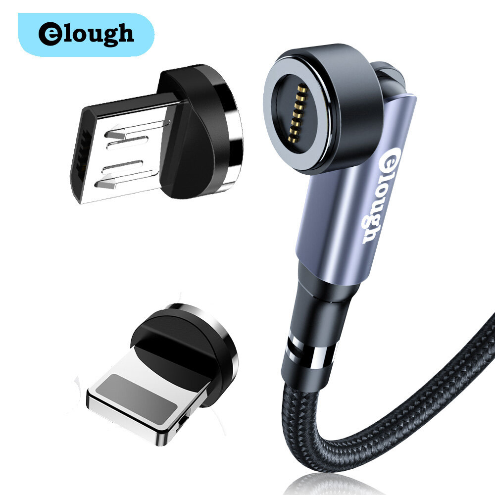 Elough Cáp Từ Tính Xoay 540 3A, Cáp Micro USB, Thích Hợp Cho Điện Thoại Di Động IOS Cáp Sạc Điện Thoại Di Động Nam Châm Sạc Nhanh Android