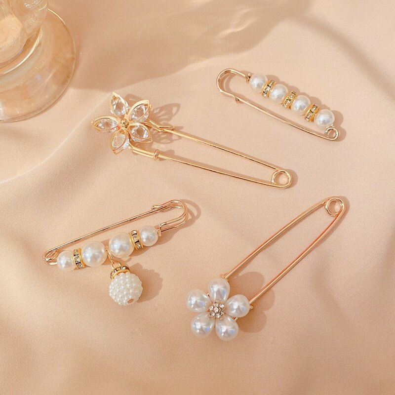 MEIMU 6pcs/set Pearl Brooch Set New Korean Fashion Multifunction Waist Belt Adjuster For Woman Girl
