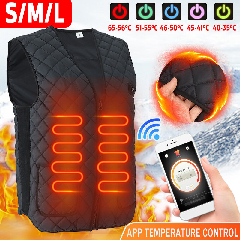 Áo Khoác Vest Sưởi Hồng Ngoại USB Điều Khiển Ứng Dụng Mùa Đông Linh Hoạt Nhiệt Điện Quần Áo Áo Ghi Lê, Câu Cá Đi Bộ Đường Dài Leo Núi Nam Nữ S/M/L