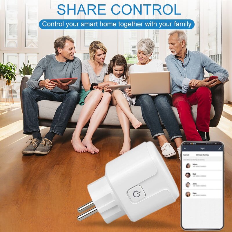 Ổ cắm điều khiển từ xa không dây ttmu, phích cắm Wifi Bluetooth, Phích cắm EU 20A, ổ cắm Bộ hẹn giờ thông minh, ổ cắm năng lượng thông minh máy tính, không thấm nước