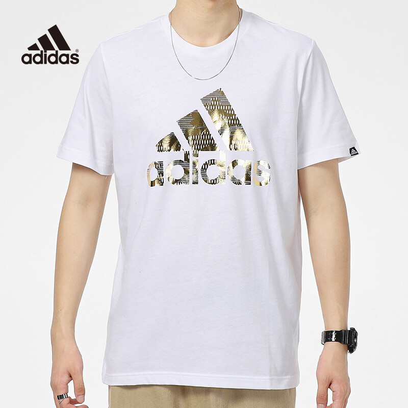 Adidas short-sleeved men\u0026#39;s summer new sports compassionate round neck  half-sleeved gold standard cotton T-shirt GL3703 | Lazada Singapore