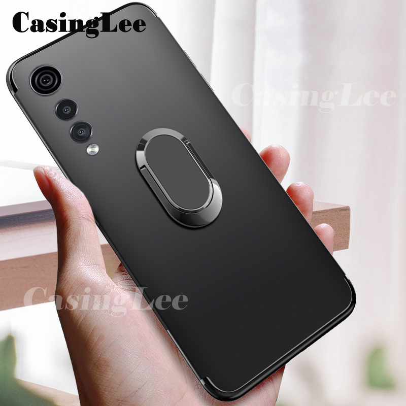 Casinglee For LG Velvet 5G Case Soft matte full Protector Shockproof Car Magnetic Holder Ring Phone Cover Casing hp LG Velvet 5G Phone cases