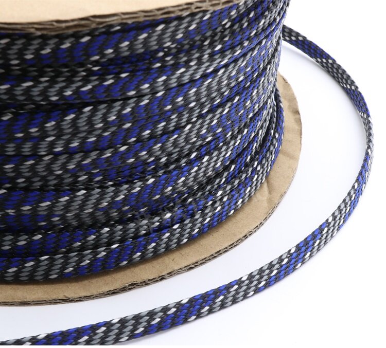 12mm mở rộng Braid tay áo PP sợi bông + ống bọc PET có thể kéo dài dây mềm bọc cáp cách điện bảo vệ dòng khai thác Sheath-5Meters