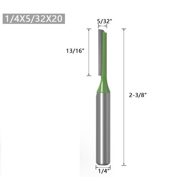 1/7 Cái Mũi Định Tuyến Thẳng Rãnh Đơn Đôi Cán 1/4 Inch Dao Phay, Đầu Máy Cắt Tỉa Cho Chế Biến Gỗ