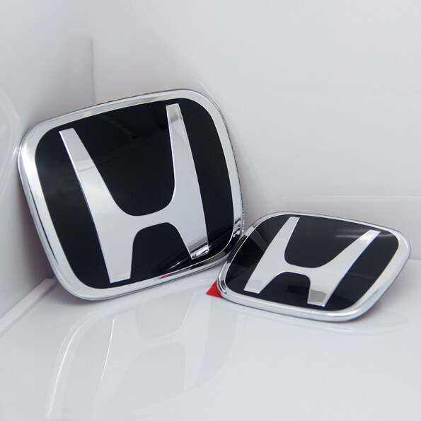 【Zerui】2pcs Honda Car Emblem Logo Black+Chrome City/Hrv/Jazz/CRV/civic/Brv(Front&Rear)
