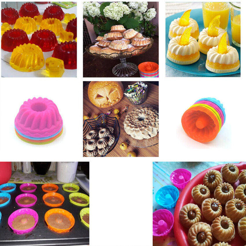 6/12pcs Silicone cupcake chén nướng 6 gói, tái sử dụng & không dính giấy lót bánh cupcake muffin chủ sở hữu thiết lập cho Đảng Halloween Giáng sinh, dễ lau chùi Pastry Khuôn Muffin