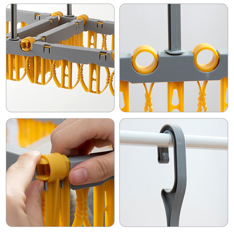 Houseeker Multifunctional Clothes Drying Rack Underware Socks Organiser Holder Wardrobe Storage Clip Space Saver