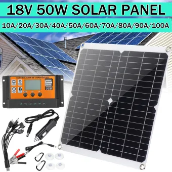 50W Solar Panel Monocrystalline Silicon Battery Charger Kit Controller