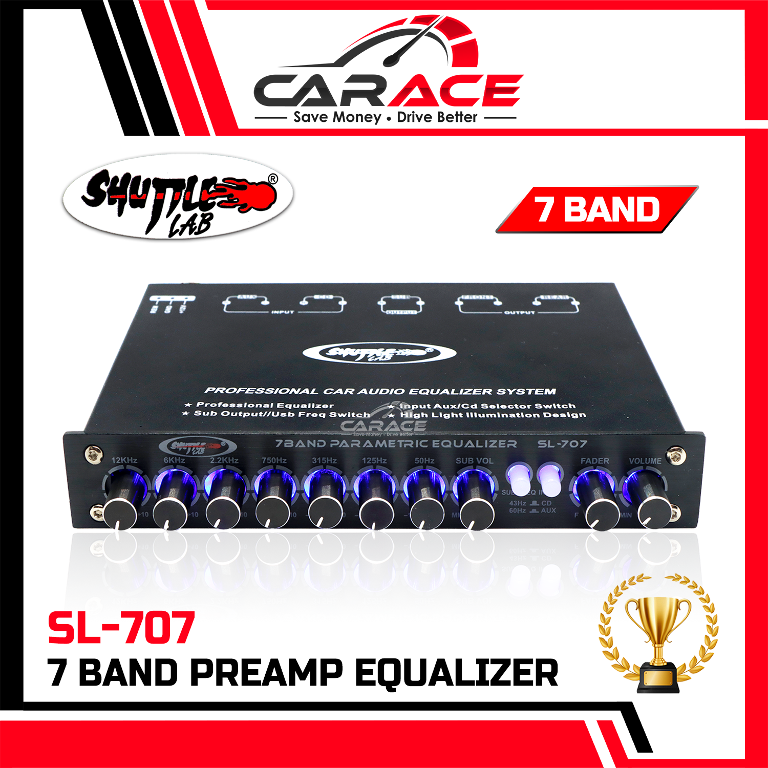 SHUTTLE LAB SL707 7Band PreAmp Parametric PreAmp with Subwoofer