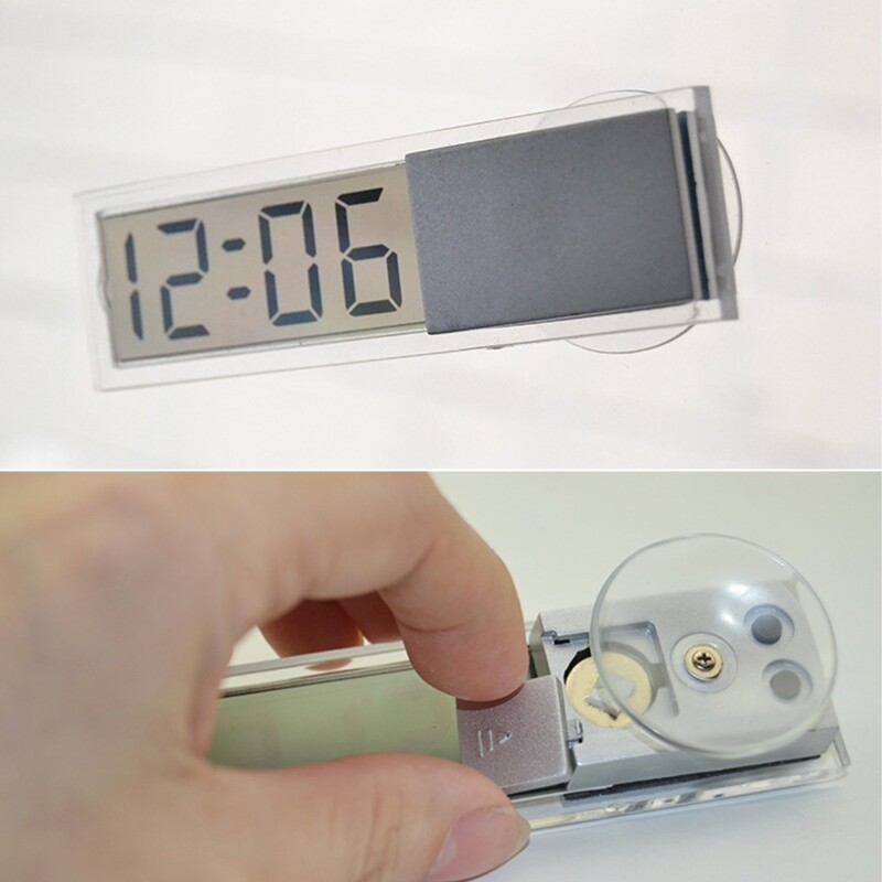 Car Digital Clock Temperature Display Electronic Clock / Thermometer Auto Electronic LCD Digital Clock with Sucker