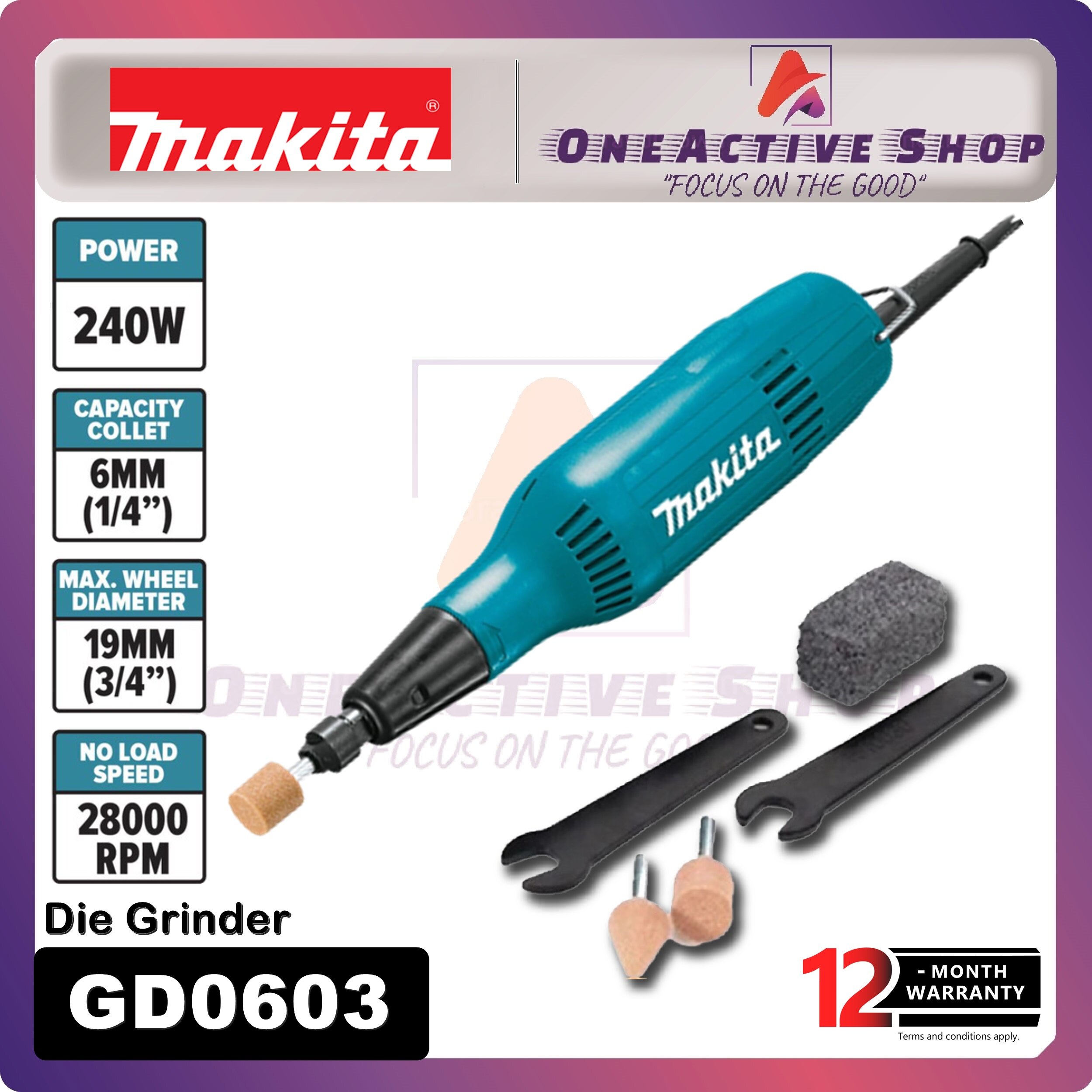 MAKITA Portable Die Grinder 240W GD0603 - 1 Year Warranty (Stone ...