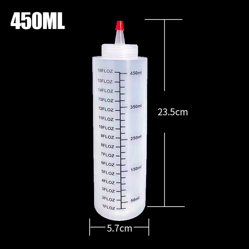120/350/450ml Plastic Needle-nosed Scale Squeeze Bottle Squeezable Bottle with Leak-proof for Kitchen Salad Sauce Squeeze Bottle
