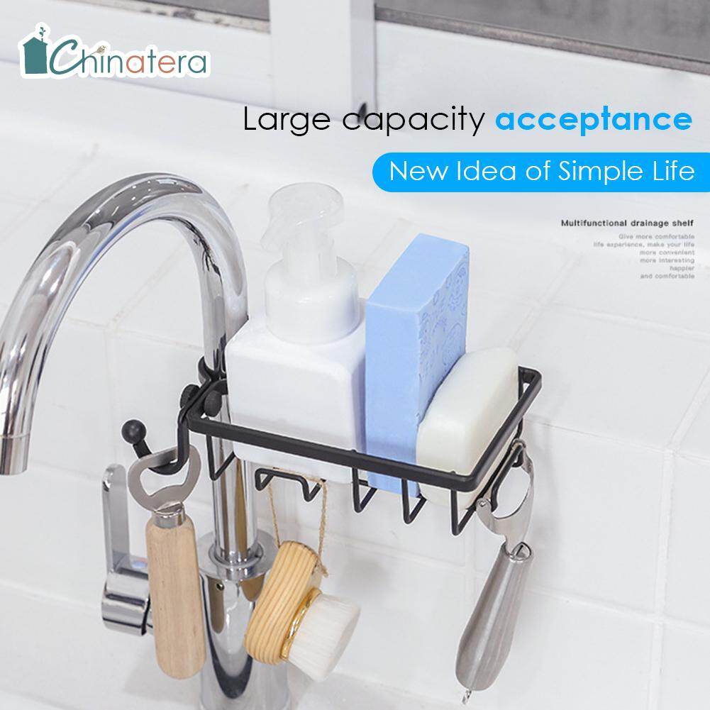 Multi-function Iron Faucet Hanger Shelf Kitchen Bathroom Drain Storage Rack