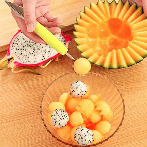 Creative Fruit Carving Tool Watermelon Baller Ice Cream Dig Ball Scoop Spoon Baller DIY Assorted Cold Dishes Tool