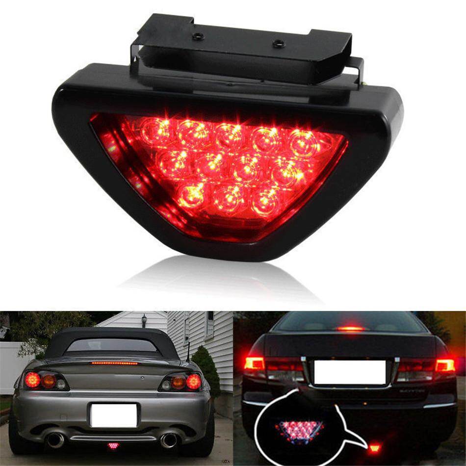 MA Car Warning Triangle Light Car Brake Light F1 Style 12 LED Rear Tail Brake Stop Light Third Strobe Red Lens Fog Lamp