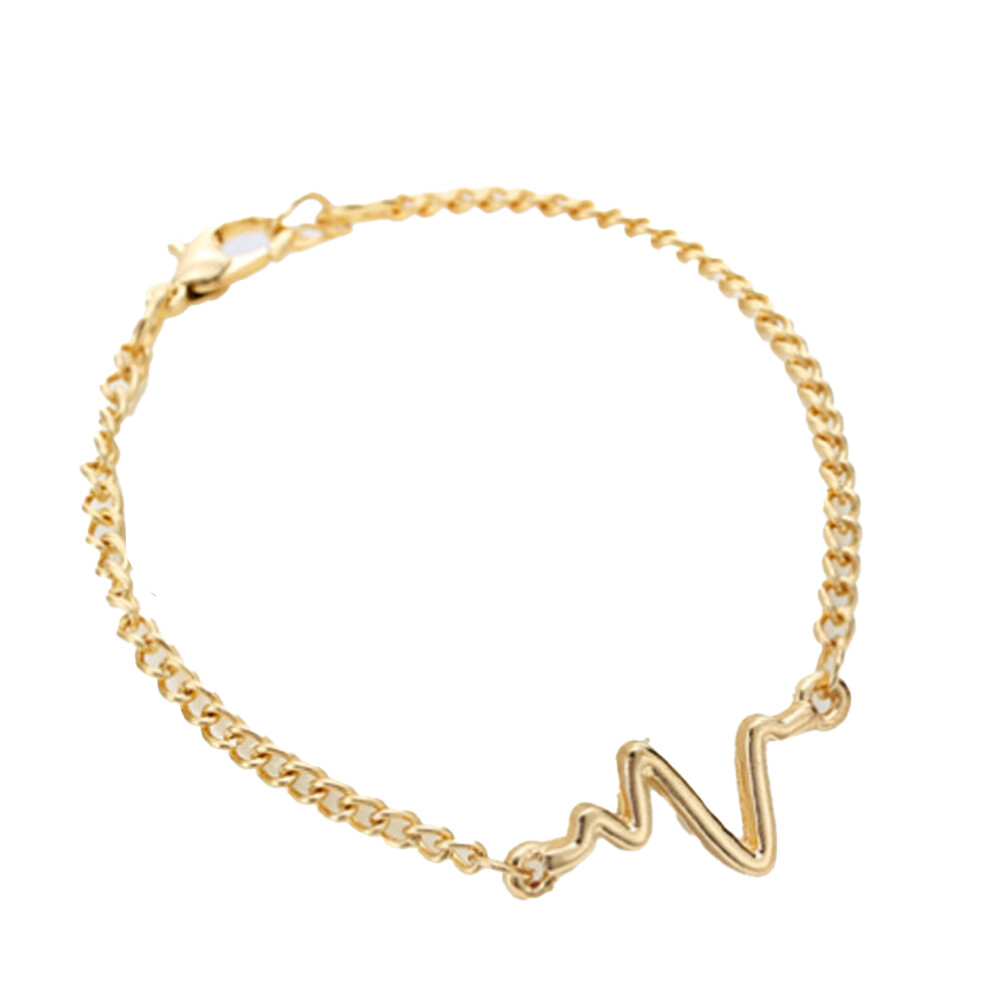 Simple Personality Design Electrocardiogram Lightning Bracelet Couple Heartbeat Frequency Bracelet
