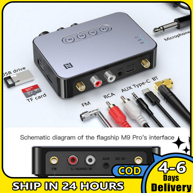 🔥100%Authentic🔥M9 Pro Bluetooth-compatible 5.1 Audio Receiver Transmitter 3.5mm Auxiliary Wireless Music Adapter FM Radio Player【Return within 15 days】