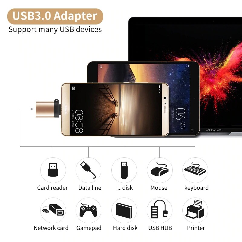 JDB USB C อะแดปเตอร์ OTG Fast USB 3.0 To ประเภท C Adapter สำหรับ ...