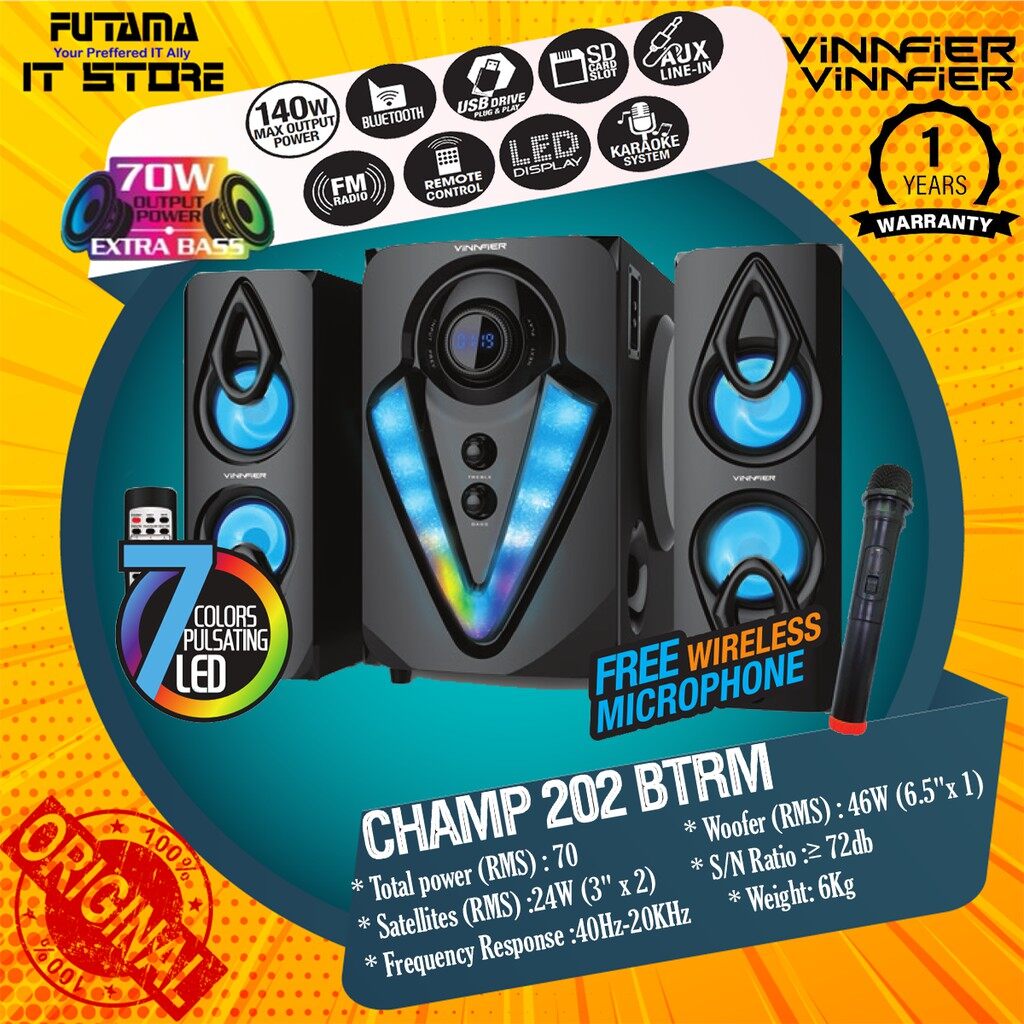 VINNFIER CHAMP 202 BTRM 2.1 Speaker Karaoke System Bluetooth FM Radio