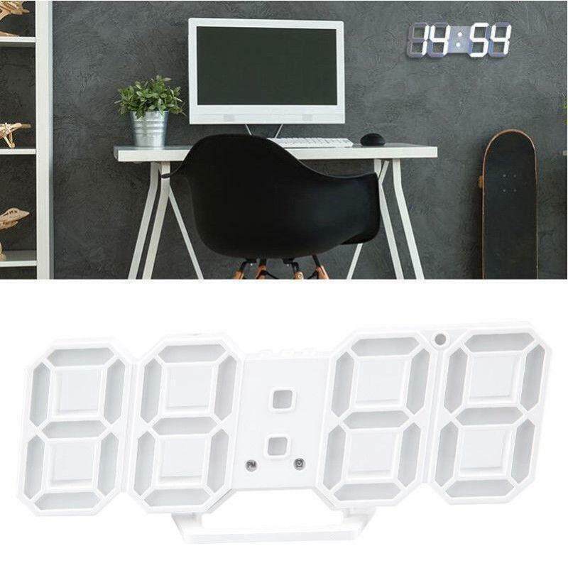 Kỹ Thuật Số 3D Trắng Hiện Đại Đồng Hồ Led Treo Tường Đồng Hồ Báo Thức Báo Lại Hiển Thị 12/24 Giờ USB bán chạy