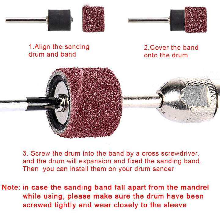 132 Pcs Sanding Band Drum Sleeve Set Mandrels Rotary Tool For Dremel 120 Grit