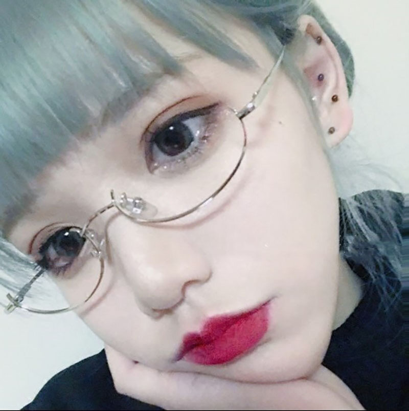 Lower Half Frame Glasses Women's Water Droplets Without Lens Decoration Cos Second Element With Chain Glasses Frame