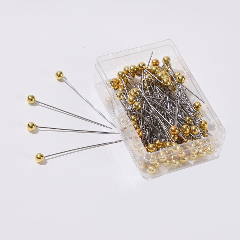 Jifang 100pcs Hijab pin colorful golded pearl Tudung Hijab Pin Jarum Peniti short pin with Container Box WJ697