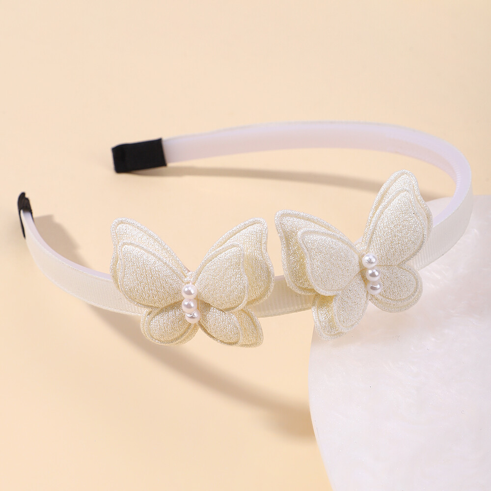 1 Pack Cute Girls Butterfly Hairbands Simulated Pearl Children's Hairbands Daily Hairbands Cute Girls Hair Accessories Wholesale