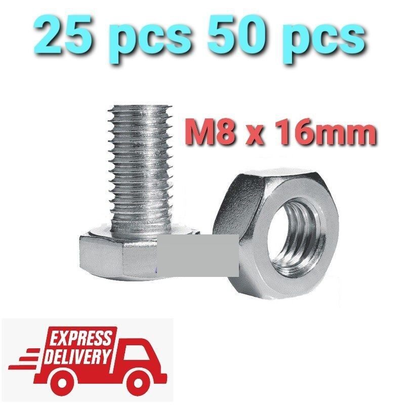 (M8x16MM) SIZE SLOTTED ANGLE BAR SCREW BOLTS AND NUTS / SKRU RAK BESI ...