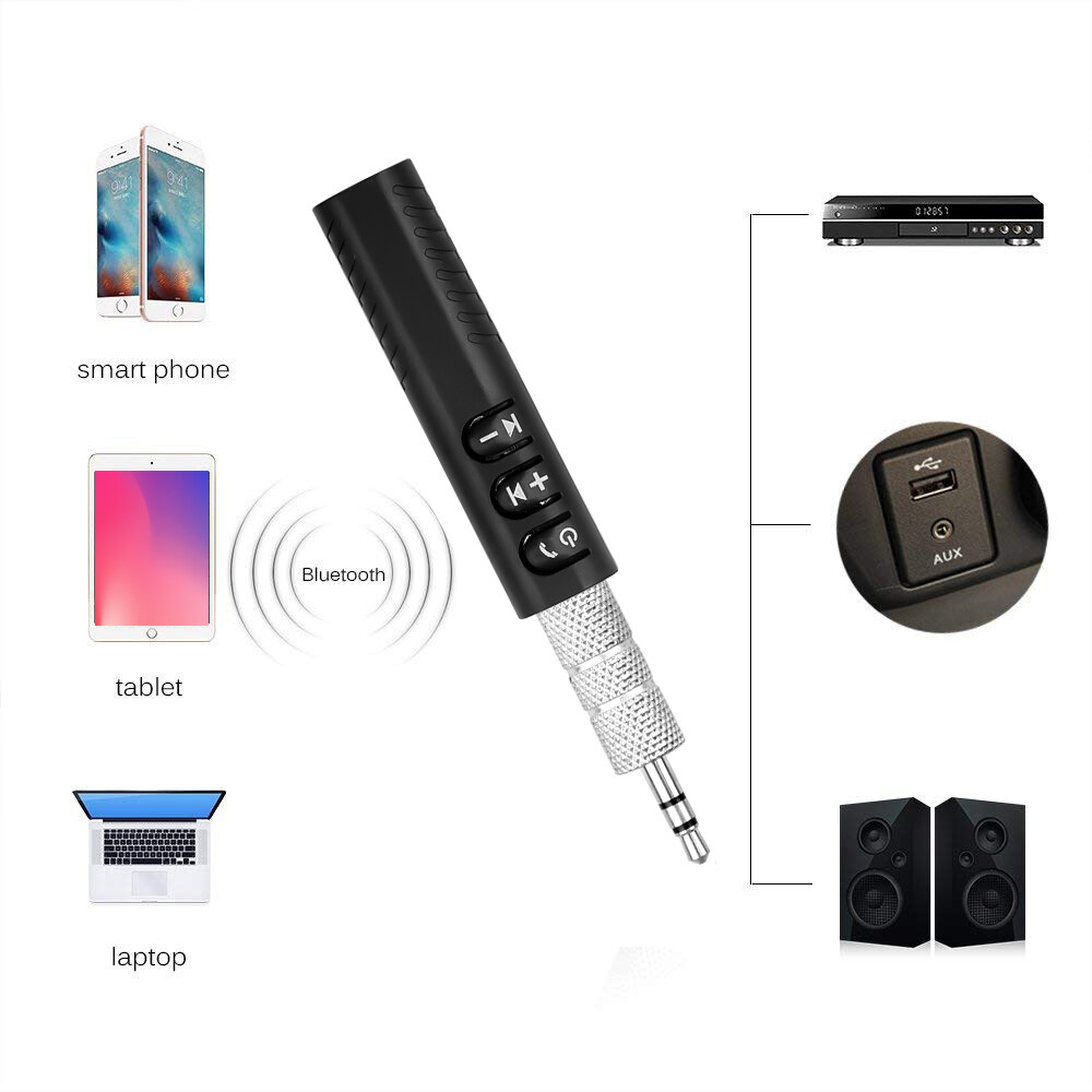 Kebidumei Bộ Thu Bluetooth Không Dây Mini Giắc Cắm 3.5Mm Bộ Chuyển Đổi Âm Nhạc Âm Thanh Bluetooth Kèm Mic Cho Loa Tai Nghe