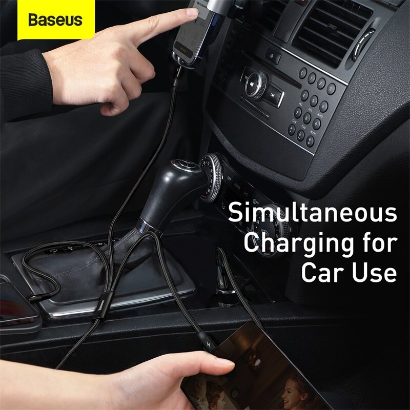 Baseus 1.5Meter Cáp USB Loại C 3 Trong 1 PD 20W, Cáp Sạc Nhanh Cho iPhone 13 Pro Max Dây Dữ Liệu Micro USB Cho Xiaomi Redmi Samsung S21