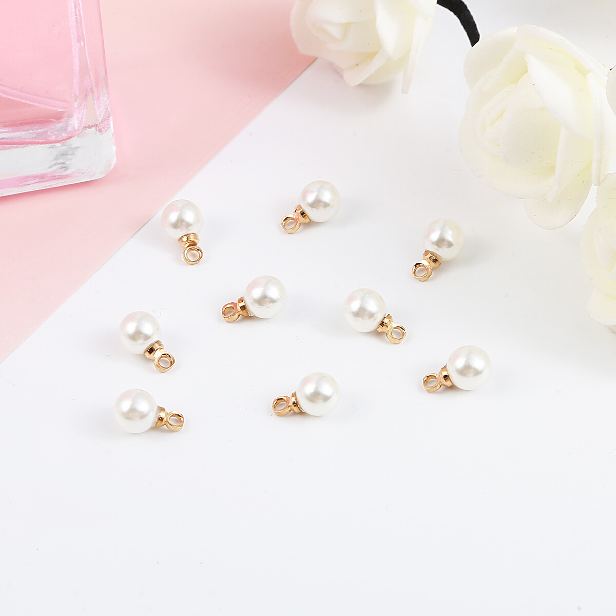 10pcs 6/8/10mm White Ivory ABS Pearl Beads Craft Sewing Accessories DIY Beads Charm For Earring Jewelry Findings Making