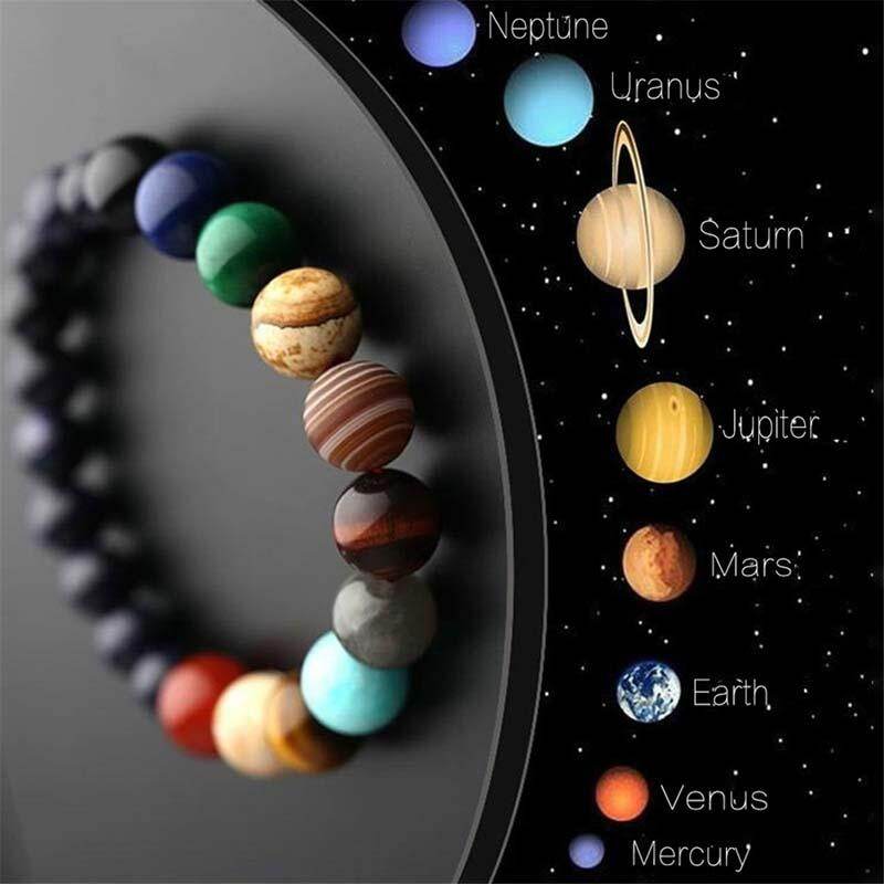Lovers Eight Planets Natural Stone Planetary  Bracelet Universe Yoga Chakra Galaxy Solar System Bracelets for Men or Women Jewelry Dropship