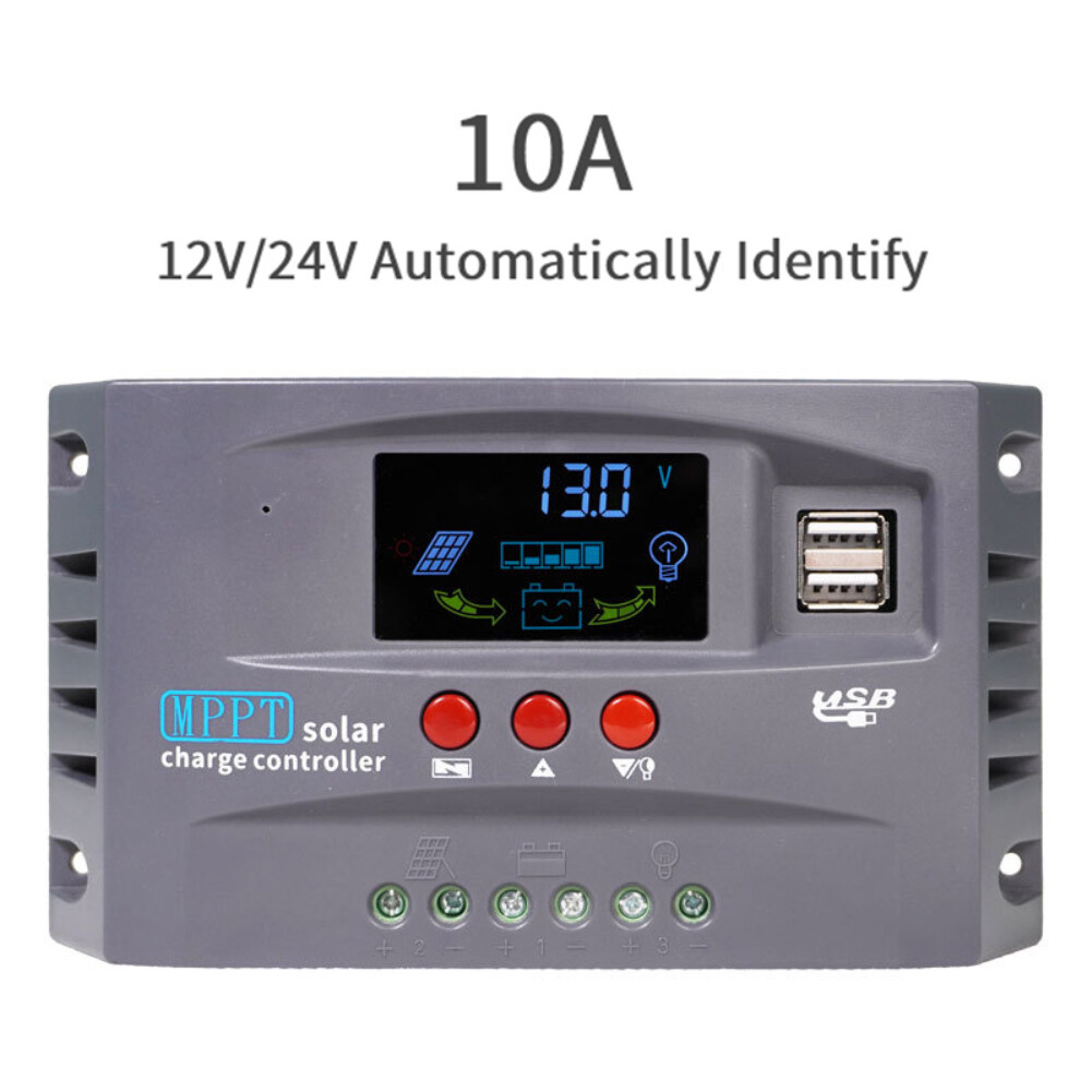 E life smart store solar mppt charge controller 12v 24v auto 30a 20a 10a with lcd display dual usb solar panel battery regulator with usb port for lead-acid sealed gel agm lithium battery
