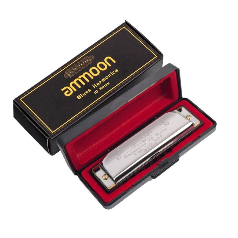Ammoon 10 Holes 20 Tones Blues Harmonica Mouth Organ Key Of C With Storage Case For Kids Beginners Students Musical Gift