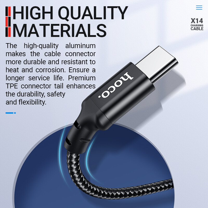 Hoco X14 3 Trong 1 Cáp Sạc Cổng USB (Lightning + Type C + Micro USB) dành Cho iPhone Samsung Huawei Xiaomi