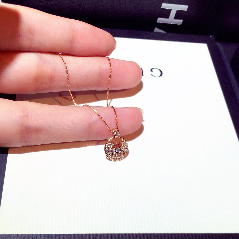 Yuki's New Fashion Short Necklaces for Women Fashion CZ Circle Pendant Necklaces Clavicle Necklaces Rose Gold Color Silver Color