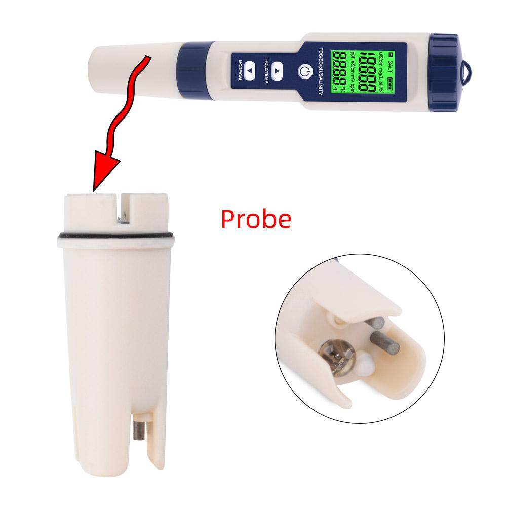 Đầu Đo Cho EZ-9909 5 In1 Máy Đo Độ PH & Máy Đo Độ MặN Ph/Tds/Ec/Độ MặN/Đồng Hồ Đo Nhiệt Độ (Chỉ Có Đầu Dò)
