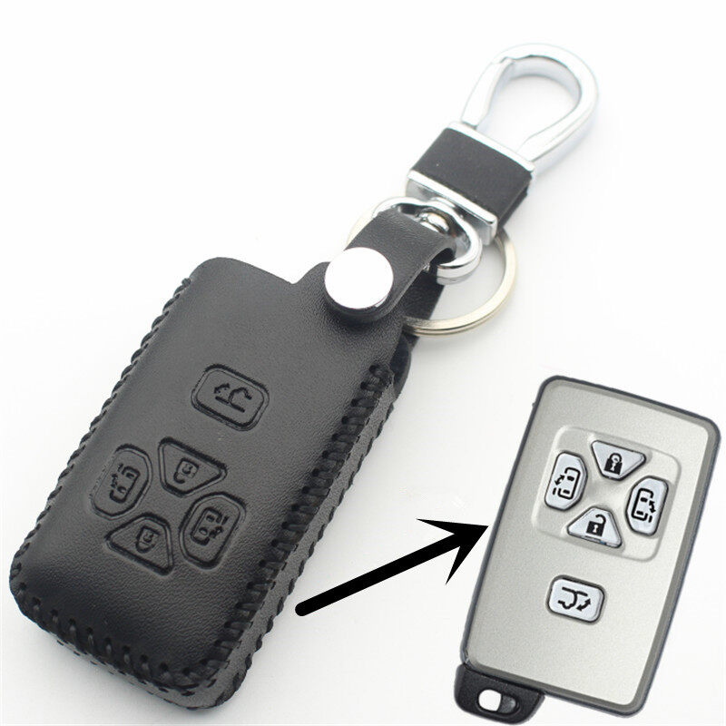Genuine Leather Remote Control 5button Smart Key Case Cover For Toyota Reiz/avalon/previa/alphard/prius