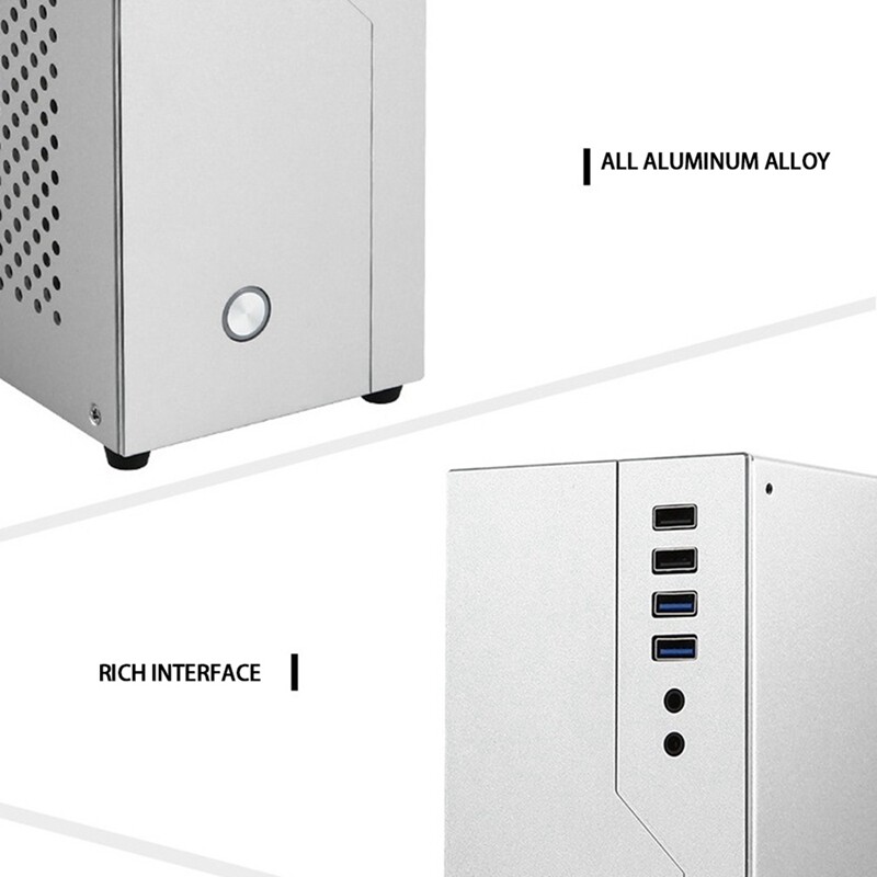 Mini ITX Computer Case All Aluminum Soft HTPC Office Single Slot PCIE Desktop Case