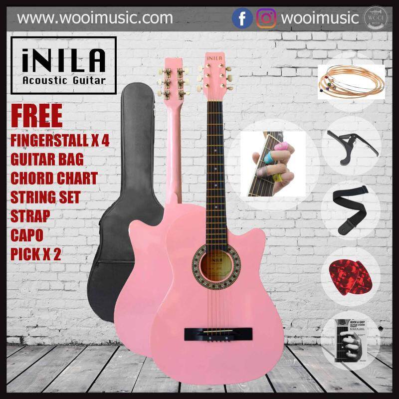 iNILA i38C Acoustic Guitar 38 Pack B - Pink (FREE bag, strap, pick, capo, string, chord chart, finger stall) Malaysia