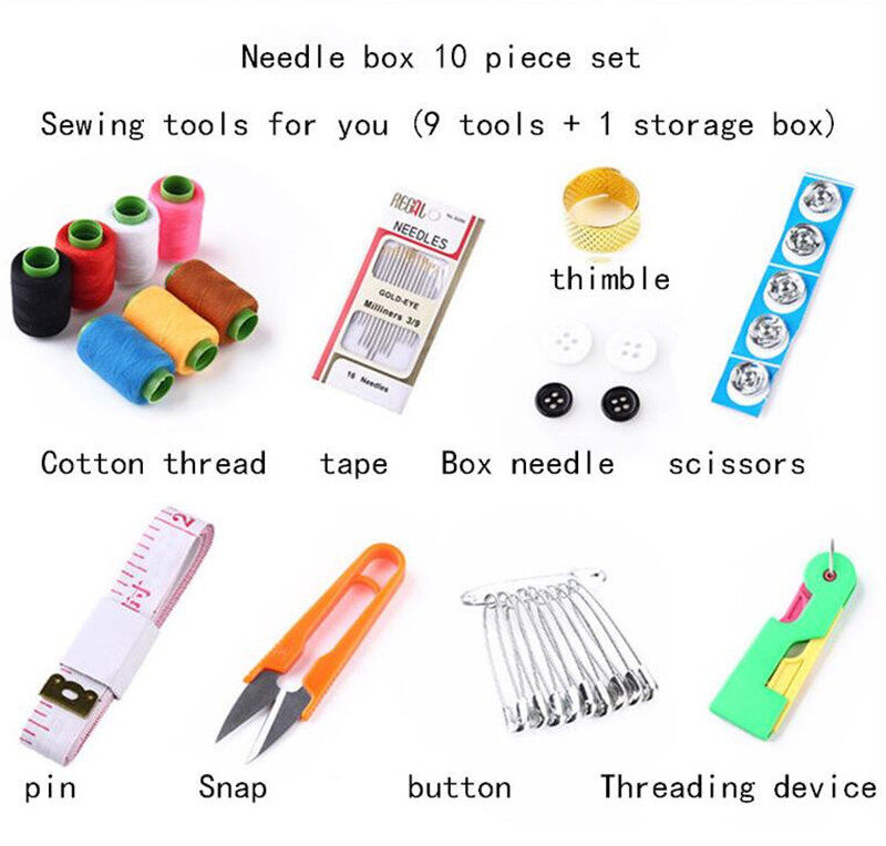 Hộ gia đình xách tay 10 bộ chi tiết dung cụ mini chỉ khâu đa chức năng bộ chỉ khâu